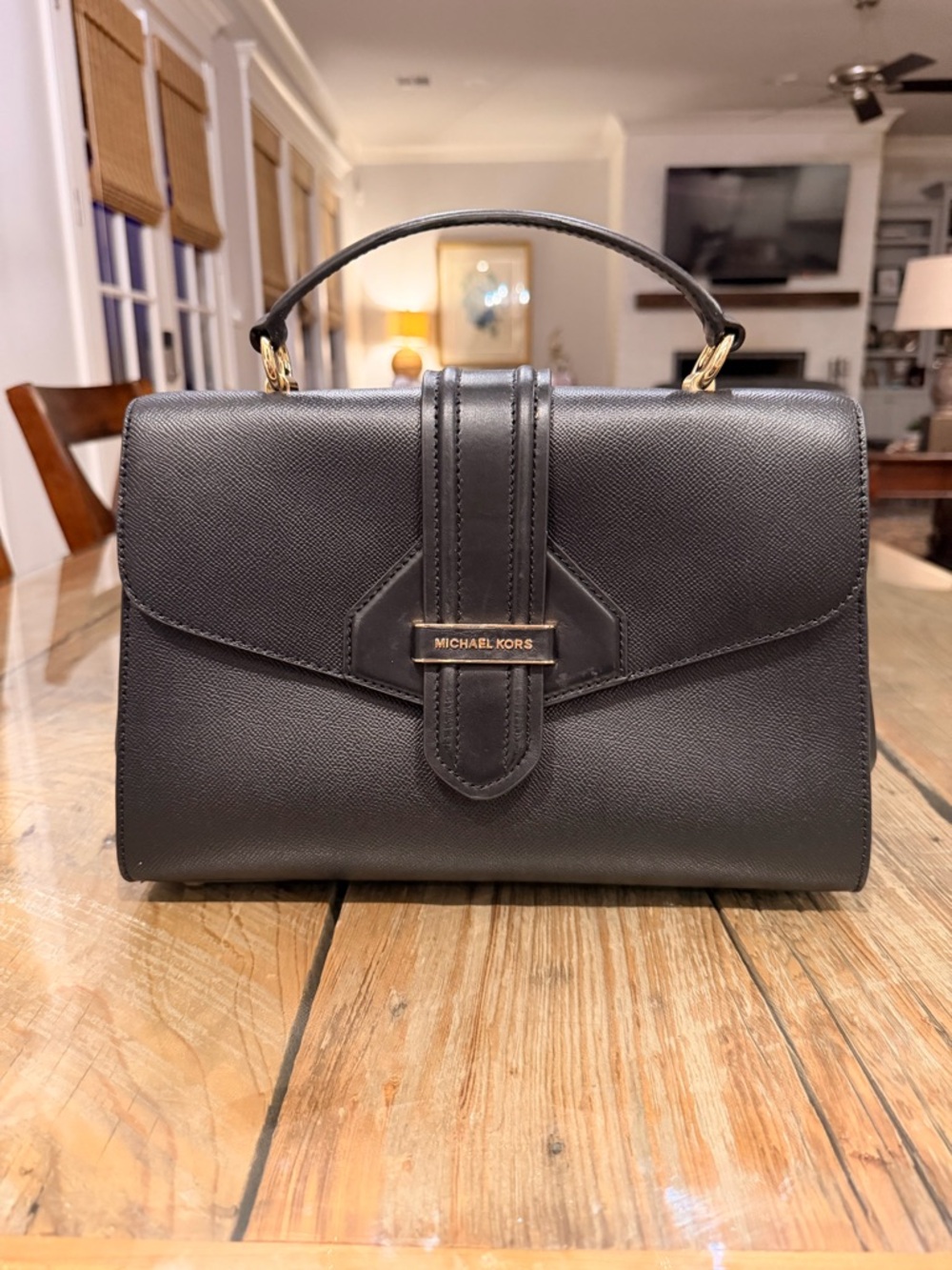 Brand new Michael Kors Black Leather Structured Top-Handle Satchel